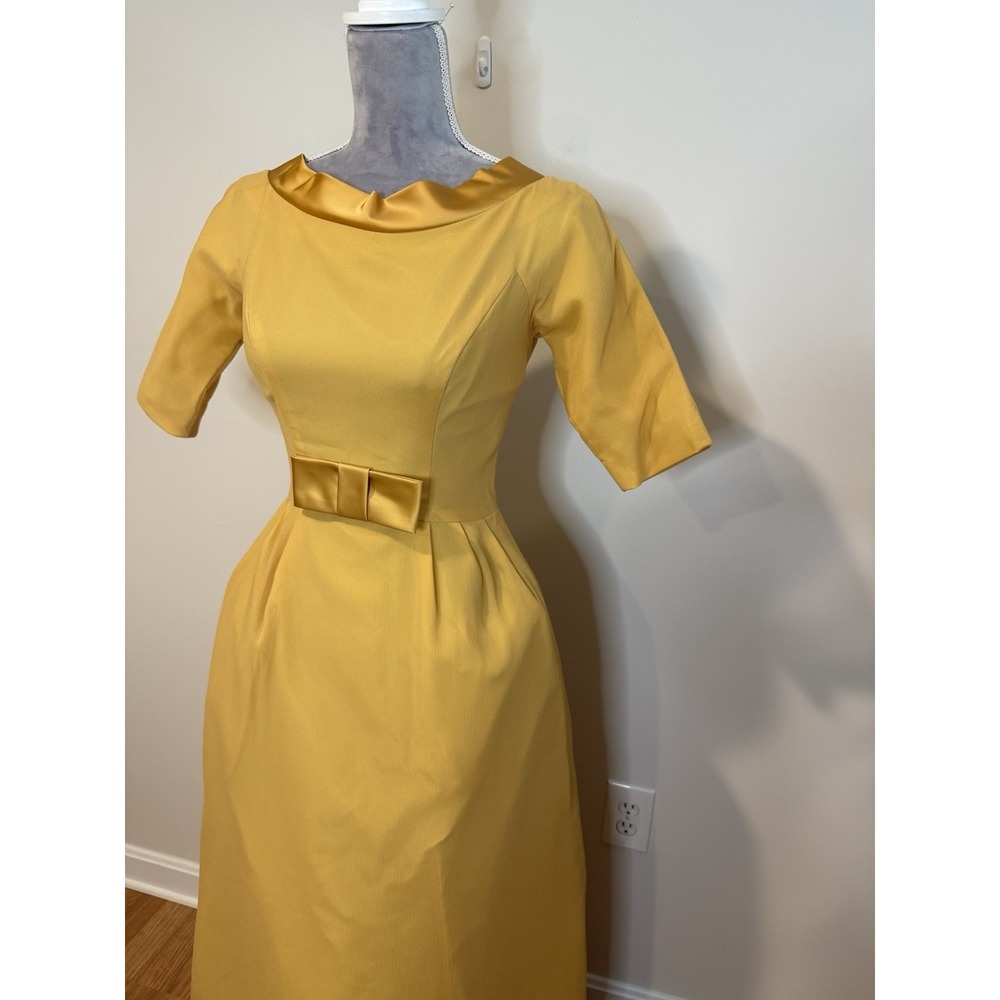 Vintage 1960s Lorrie Deb Formal Full Length Evening Dress Gown Chiffon Overlay S - Picture 4 of 14